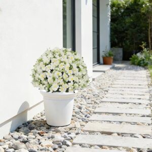 Faux potted plant set, snow lotus UV-resistant - MoraDecor