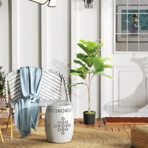 Fiddle Leaf Fig Tree, Artificial 43in Potted - Image 3