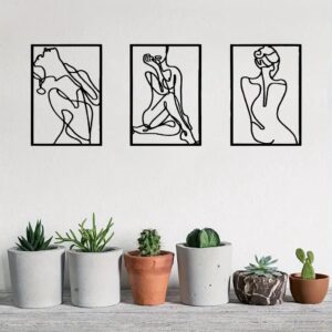 Abstract Line Art Wall Sculpture Set, 3-Piece Minimalist - Image 4