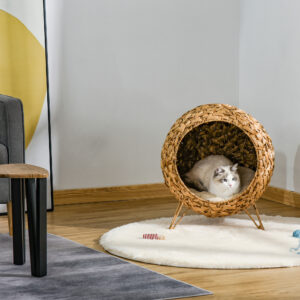 Woven Cat Bed Natural, Elevated with Cushion 20.5in - Image 8