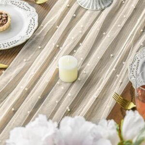 Gauze Table Runner, 10ft Pearl Beige for Dining and Parties - Image 2