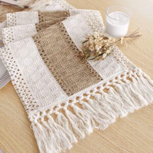 Boho table runner with tassels for dining table - MoraDecor