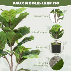 Fiddle Leaf Fig Tree, Artificial 43in Potted - Image 8