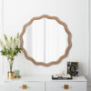 Wavy wood mirror with scalloped round frame - MoraDecor