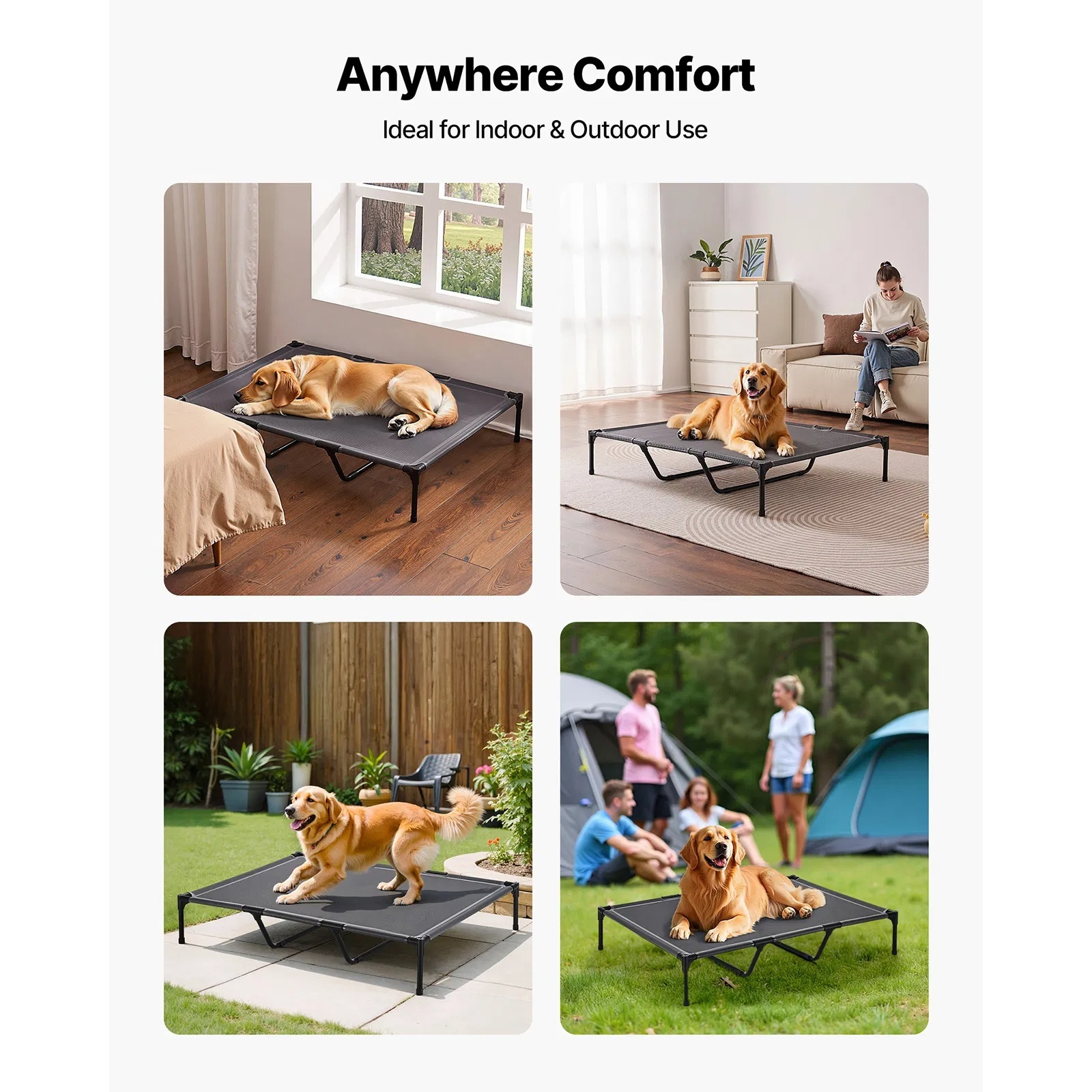 Heavy Duty Dog Cot, Steel Frame Elevated Bed XL, Grey - Image 10