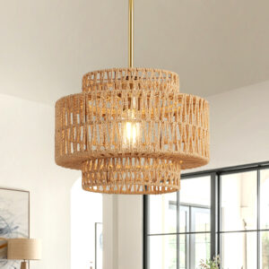 Boho rattan chandelier pendant light - MoraDecor