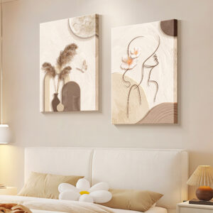 Abstract Line Art Painting, Cream Minimalist - Image 10