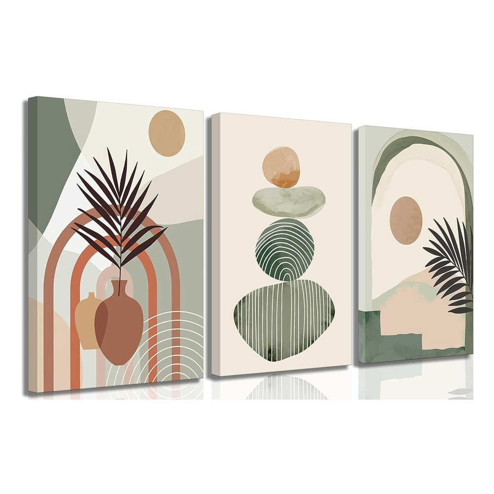 Boho canvas wall art set of 3, framed - MoraDecor