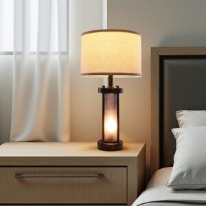 Farmhouse table lamp set of 2 with USB ports - MoraDecor